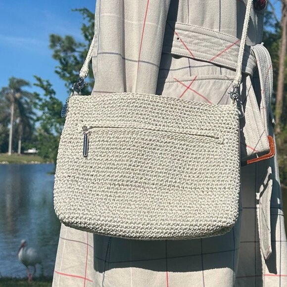 The SAK Lumi Convertible Crossbody Shoulder Bag Hand-Crochet Flower Bead Natural - Picture 5 of 13